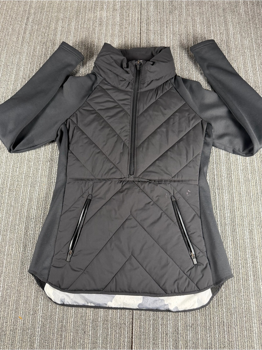 Athleta Black Primaloft Quilted Half-Zip Puffer Jacket Size S